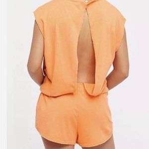 Great condition Free People Beach South Bay Romper Open Back Size XS- Orange